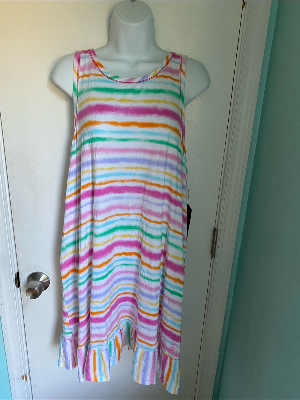 Cuddl Duds Multicolor Stripe Short chemise nightgown NWT XL